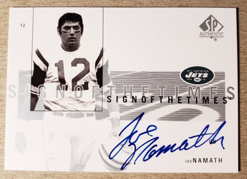 Joe Namath #JN 2001 SP Authentic Sign of the Times card