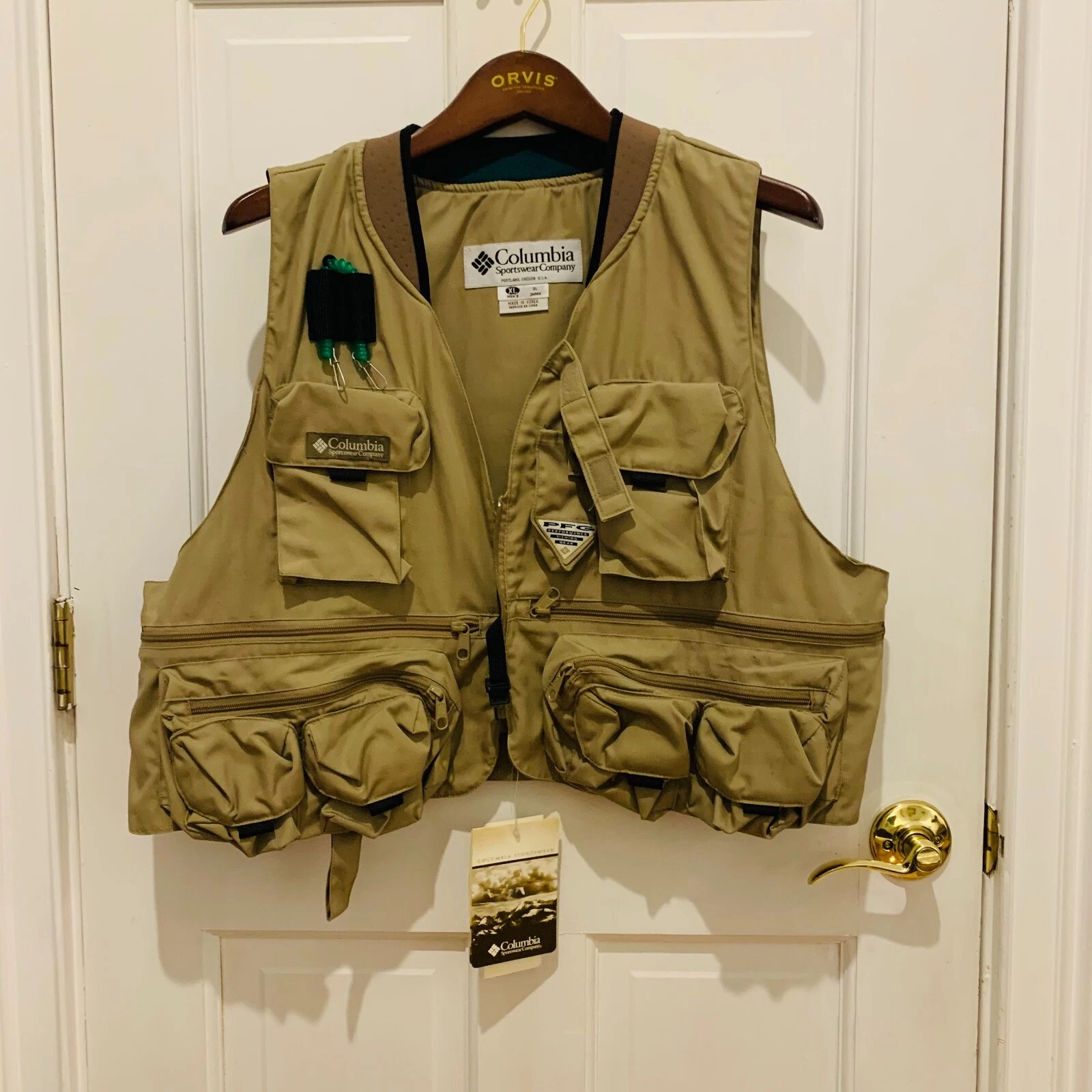Vintage Columbia Pfg Fly Fishing Vest Sportswear Men’s Size Xl Beige