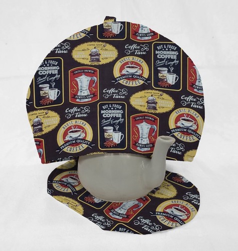 Acogedor juego de tetera y posavasos con tema de café - Imagen 3 de 9