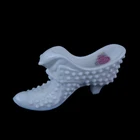 Vintage Fenton White Milk Glass Slipper Shoe Cat Head Hobnail Pattern
