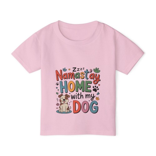 Cute Dog Kids T-Shirt | Namast’ay Home with My Dog Funny Puppy Tee Toddler Youth - Picture 14 of 18