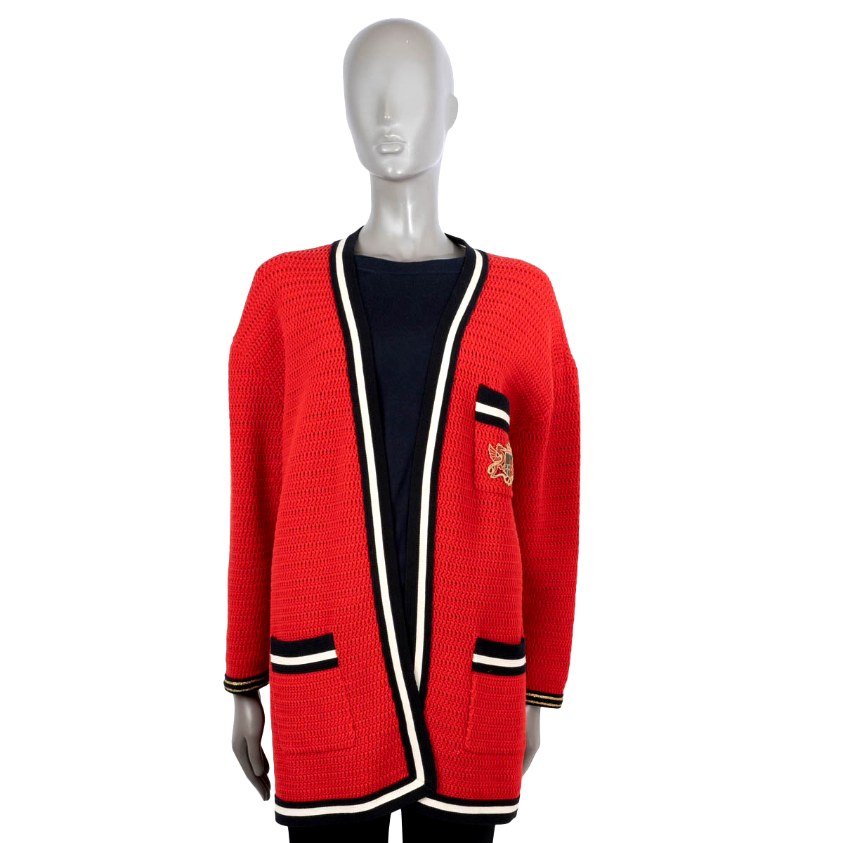 68913 auth GUCCI red cotton 2018 CROCHET KNIT CARDIGAN Jacket M | eBay