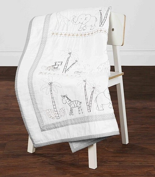 Just Born 动物王国 4 件套婴儿床床上用品套装包括婴儿毯 *新* — 第 4/4 张图片