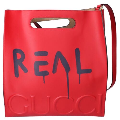 GUCCI 414476 GHOST GG Ghost REAL Paint 2way Tote Bag Handbag Red - Picture 1 of 8