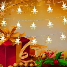 Snowflake 20ft 40LED Fairy String Curtain Lights Christmas Party  Decor Lamp USA
