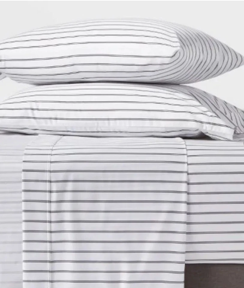 🎁 Threshold 400 Thread Count Performance Printed Sheet Set Blue Stripe🆕King - Image 4 of 4