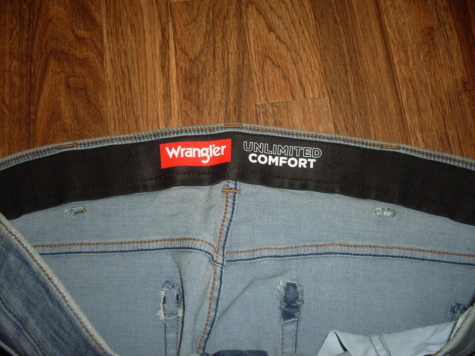 MENS WRANGLER UNLIMITED COMFORT FLEX WAISTBAND TAPER FIT JEANS SIZE