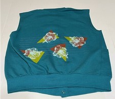 Vintage Sweater Vest Womens Medium Cotton Blend 80 s Flowers