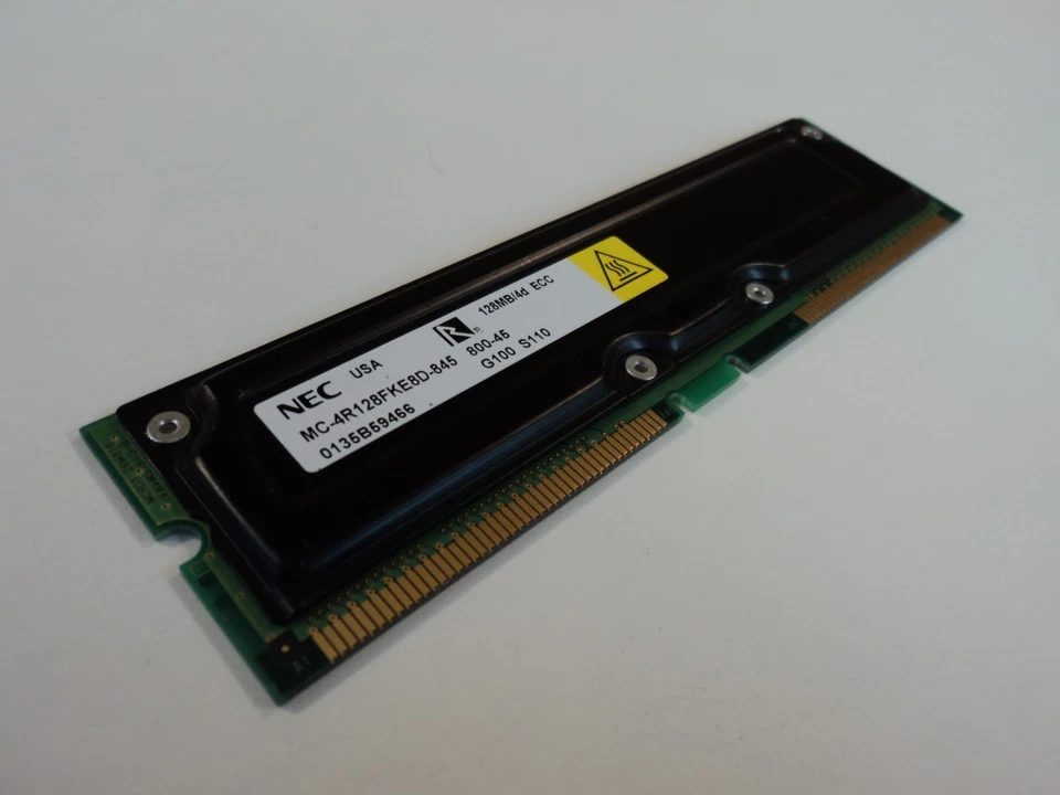NEC RAM Memory Module 128MB PC800-45 RDRAM RIMM ECC 184-Pin MC-4R128FKE8D-845 - Image 2 of 4