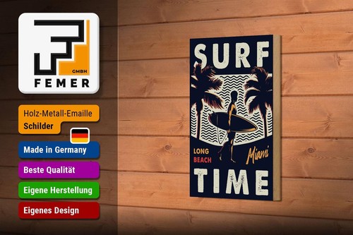 Holzschild Miami 12x18 cm Surf time long beach Holz Deko Schild wooden sign - Picture 3 of 5