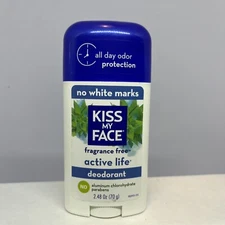 Kiss My Face Active Life Deodorant Fragrance Free 2.48 oz New