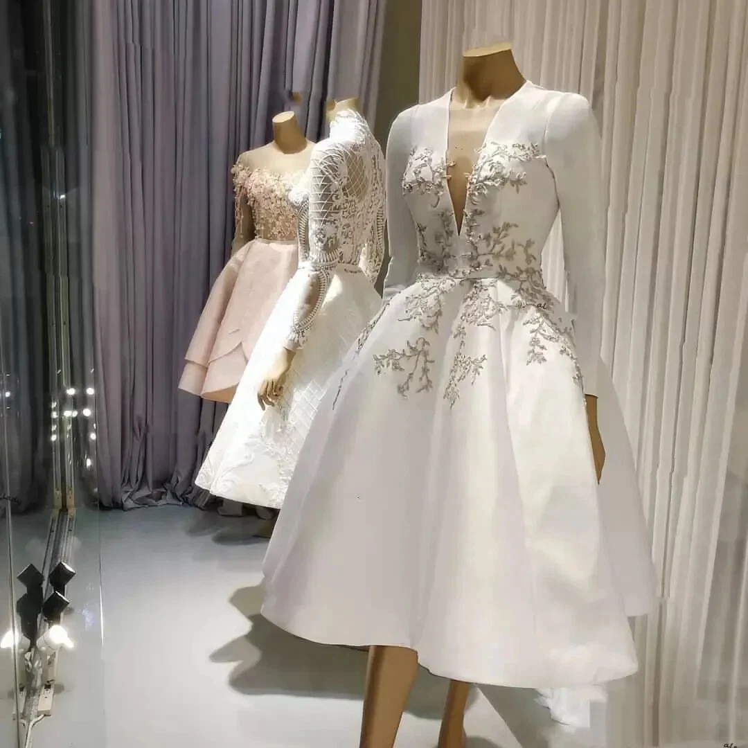 lace sleeve wedding dress Minimalist Satin A Line Short Sleeve Wedding Dress with Belt