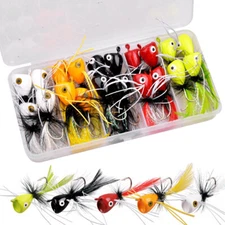 20Pcs Floating Fly Jig Fishing Bait Casting Foam Flying Popper For Bass Walleye