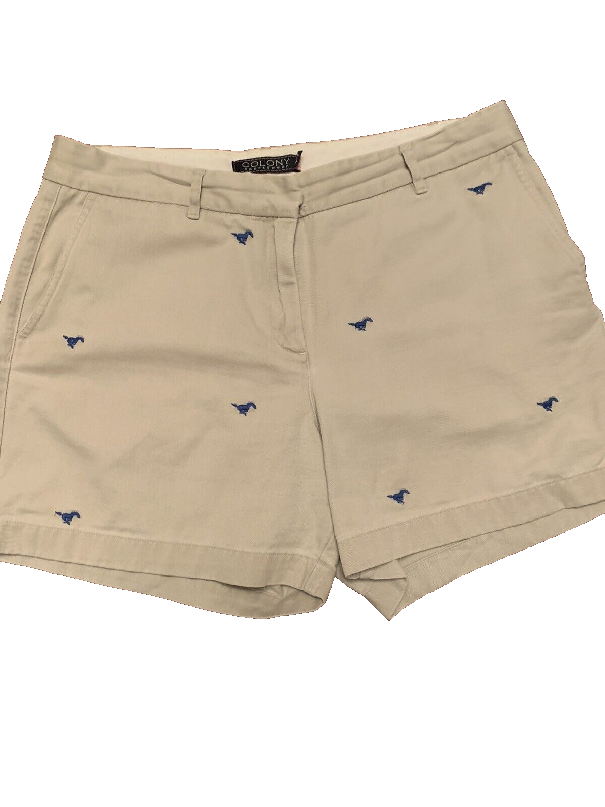 Pantaloncini da golf donna SMU Mustang ricamati logo pony classici logo kaki taglia 12