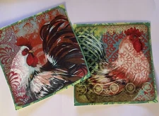 3 Big and Beautiful Rooster Patches - Iron On Fabric Appliques