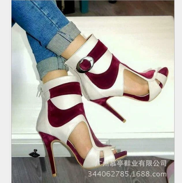 Womens Fashion Elegant Peep Toe Stilettos High Heel High Top Sandals Shoes Party - Image 2 of 4