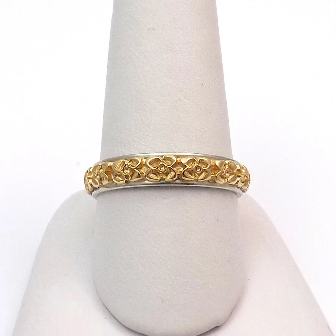 Floral carved store wedding bands