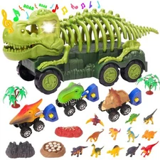 Dinosaur Truck with Sound & Light, Toy for Kids 3-5, T Rex Monster Truck Carrier