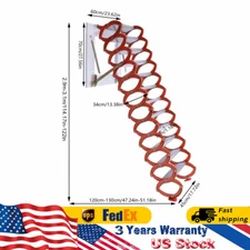 Orange 10.17ft Attic Ladder 12 Steps Loft Stairs Wall Mounted Folding Ladder USA