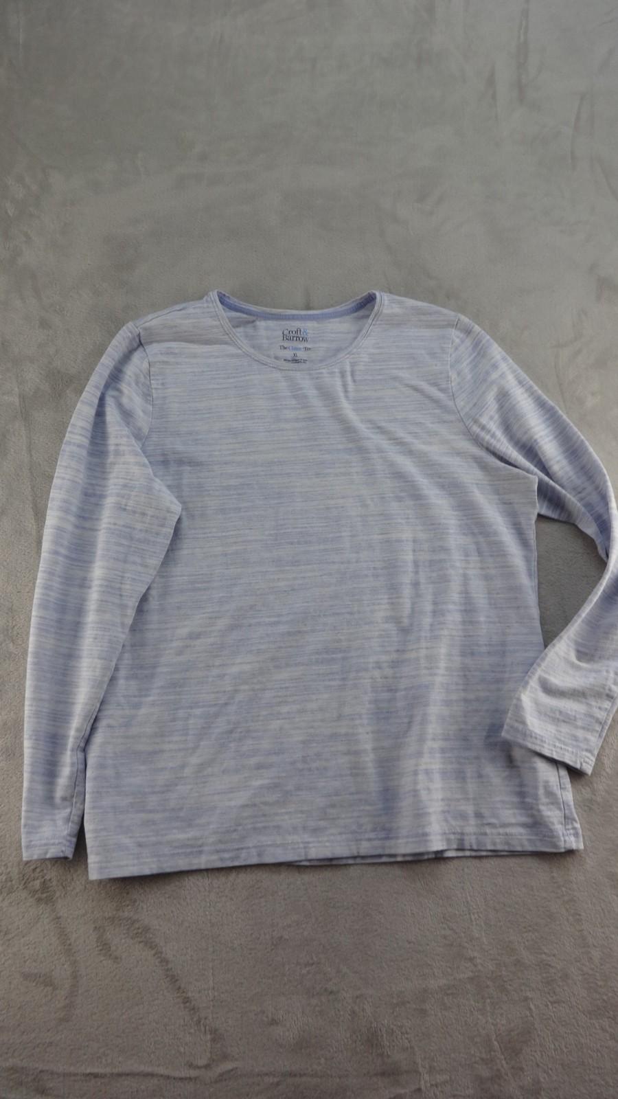 Croft & Barrow The Classic Tee Womens Sz XL Blue Cotton Blend Long Sleeve