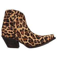 Tony Lama Anahi Leopard Print Snip Toe Zippered Cowboy Booties Womens Brown Casu