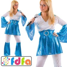 Wicked 1970's 70s Mamma Mia Dancing Queen Adults Ladies Fancy Dress Costume
