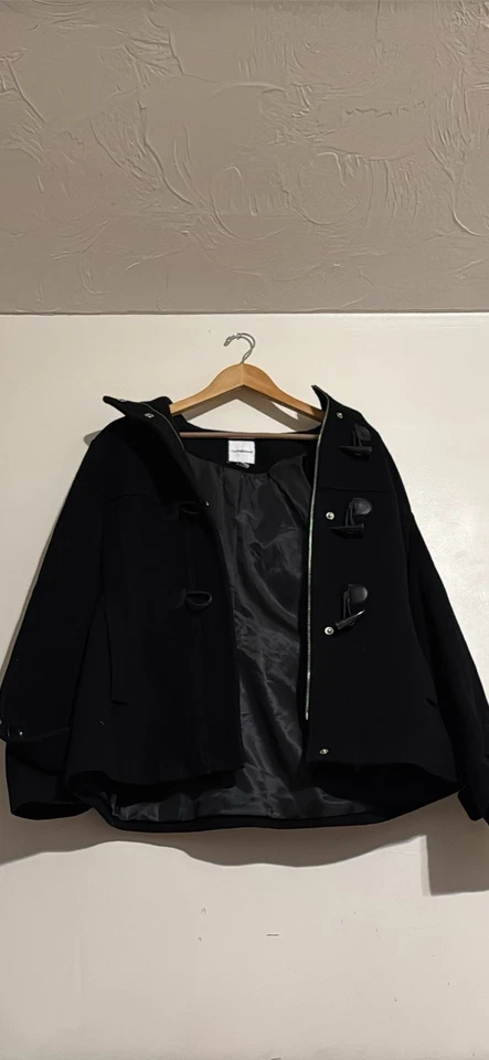 Abrigo de lana Croft & Barrow para mujer talla mediana negro con capucha Foto 2 de 4