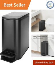 Elegant 1.6 Gallon Stainless Steel Trash Can with Soft Close Lid - Matt Black