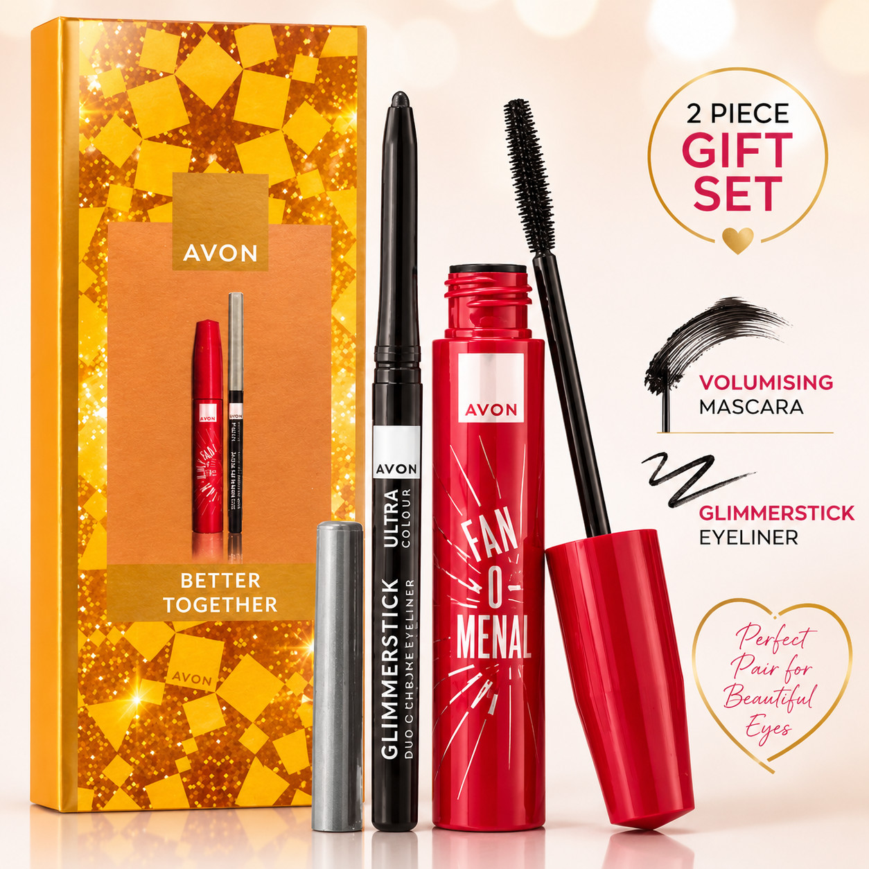 Avon Fan-O-Menal Mascara & Glimmerstick Eyeliner Makeup Boxed Gift Set