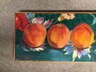 Original OOAK Oil Painting Still Life Peaches & Flowers By Lorraine Riesenbach — photo 4
