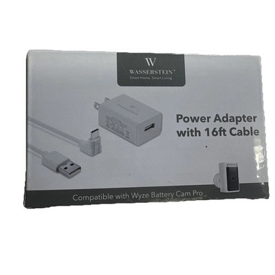 Wasserstein Power Adapter Compatible with Wyze Battery Cam Pro - WHITE