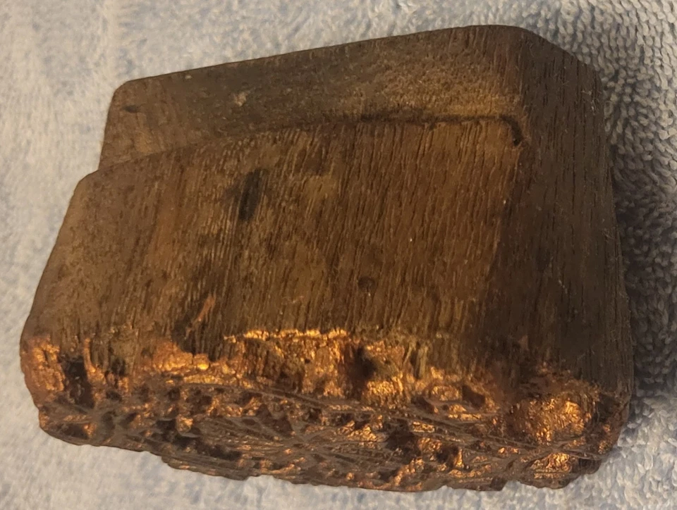 Antique Ornate Hand Carved Wooden Fabric Stamp Block with a Intricate Design - Image 3 of 4