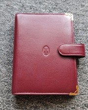 Authentic Cartier Leather Agenda Cover Diaries  With Notes Bordeaux Excellent