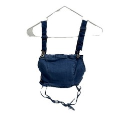Fashion Nova Denim Corset Top Blue Lace Up Wide Straps Women's Regular