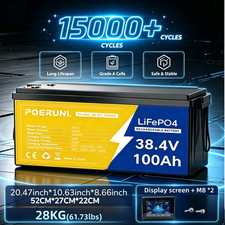38.4V 100Ah LiFePO4 Golf Cart Lithium Battery with LCD Monitor BMS Deep Cycle