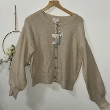 By The River Cozy Life Cardigan Sweater Beige Grandma Cottage Core Women’s Sz S
