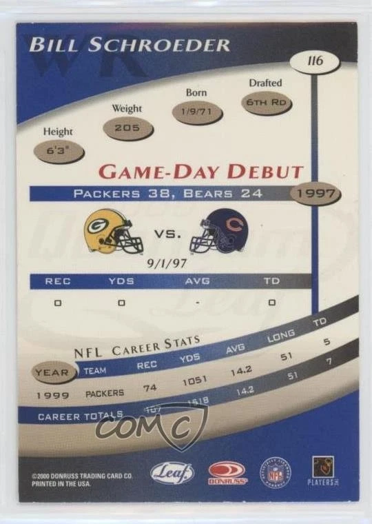 2000 Quantum Leaf Bill Schroeder #116 - Image 2 of 2