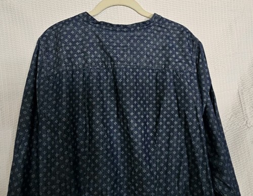 Damen 2X St. John's Bay Roll-Riegelärmel Knopfleiste Bluse blau & weiß NEU - Bild 9 von 15