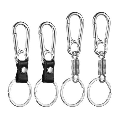 4er-Set Schlüsselanhänger-Clip für Keychain Ring, Silber/Schwarz