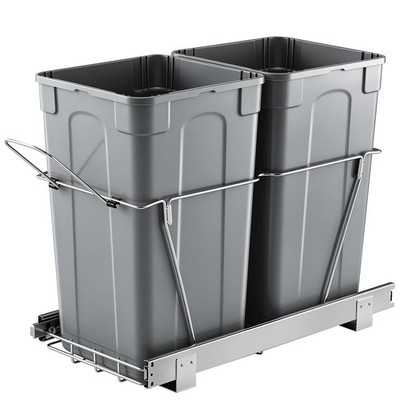 VEVOR Double 27QTx2 Pullout Waste Container Under Cabinet Kitchen Bin Trash Can