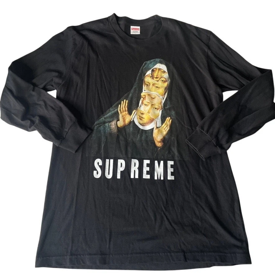 Grand t shirt noir à manches longues SUPREME Nun 