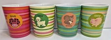 Lot of 4 Jane Jenni Personalities Cups Set Sweet Silly Funky Goofy Melamine 10oz