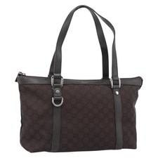 GUCCI GG Canvas Abbey Tote Bag Outlet Marrone Scuro Argento 268640 Autore gh2299