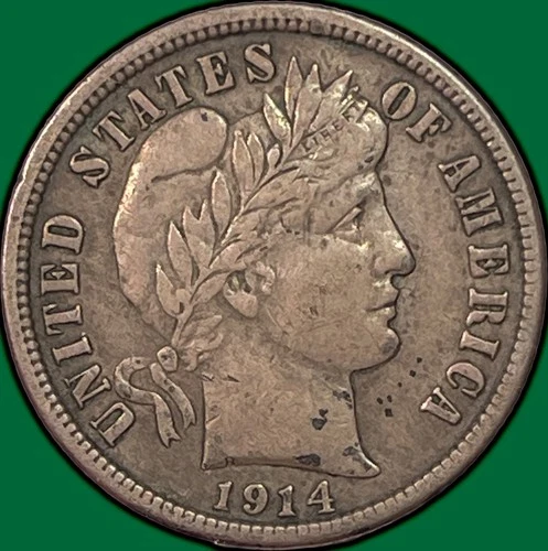 1914 Barber Dime Silver Choice Extremely Fine XF+ Coin #32702