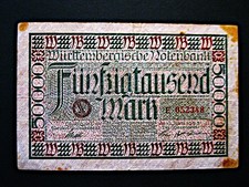 Stuttgart / W&uuml;rttembergische Notenbank  50.000 Mark  1923