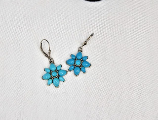Vintage Carolyn Pollack Sterling Silver Turquoise Flower Earrings