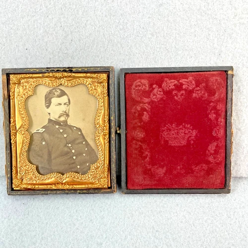 1860s Photo Union General George McClellan in Copper Frame