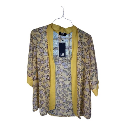 Yellow paisley print kimono size L Womens Casual Lightweight