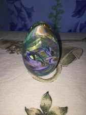 Art Glass Egg Paper Weight Signed WV "Wheaton Village"