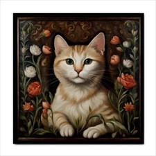 Cat Flowers Ceramic Tile Floral Feline Backsplash Border Wall Art 4 Inches